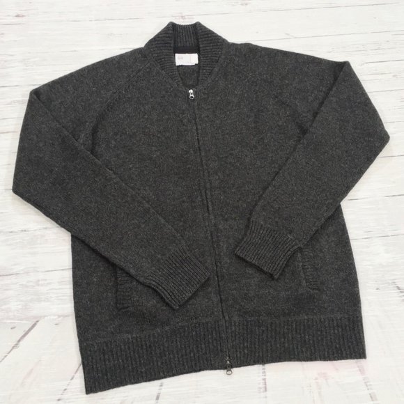 Adriano Goldschmied • Lambs Wool Blend Full Zip Cardigan Sweater - Picture 2 of 12